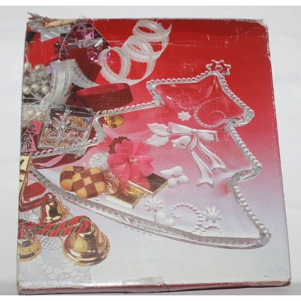 Mikasa 12" Crystal Holiday Christmas Tree Platter